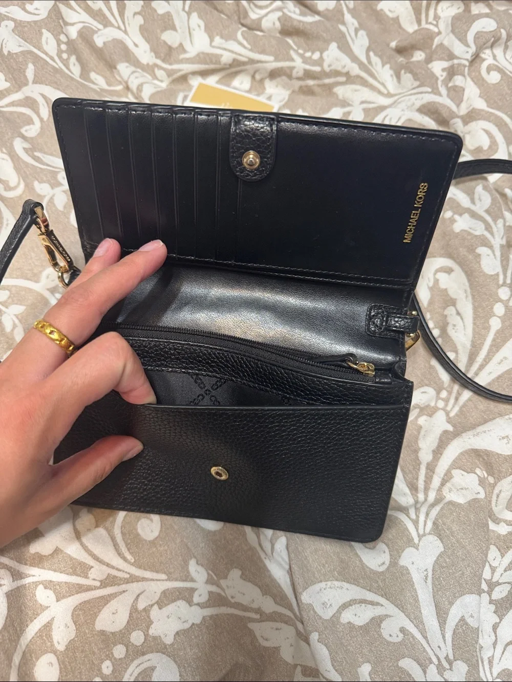 Michael Kors Black Pebbled Leather Convertible Crossbody “jet set charm”